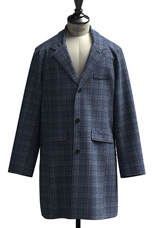 CANONICO JACKETING FLANNEL ブルー/グレーメランジ格子(NB101276)