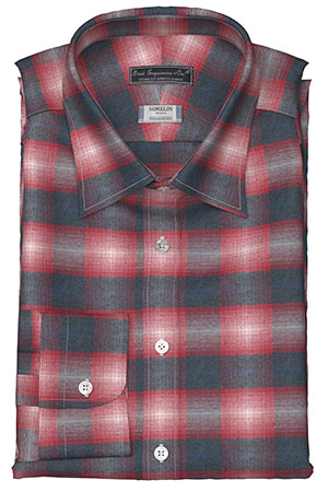 SOMELOS FLANNELネイビー＆レッド チェック(Y101683)