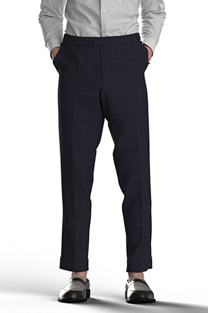 TAILORED WOOL ネイビー ウインドウペン(MK102199)