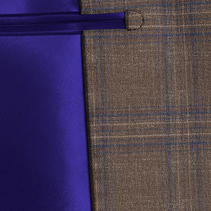 WOOL/LINEN SORBETネイビー＆ブラウン ウインドウペン(MK102328)